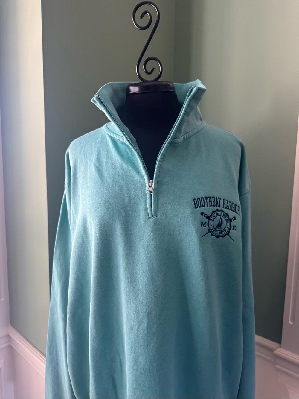 NWT Boothbay Harbor Maine Light Teal Quarter-Zip Pullover
